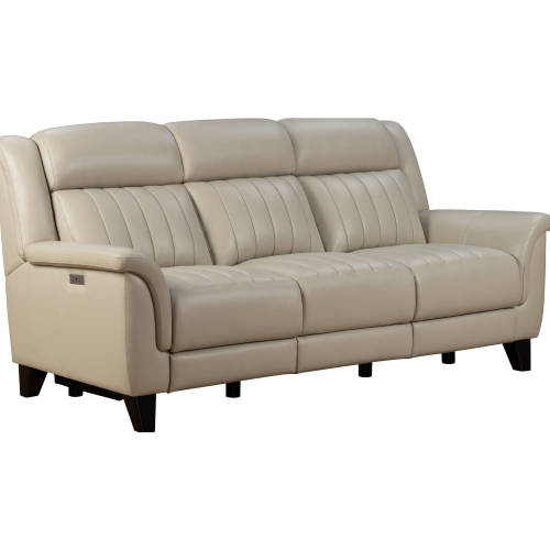 Kimball Power Reclining Sofa w/ Power Head Rests in Shoreline Cream Top Grain Leather